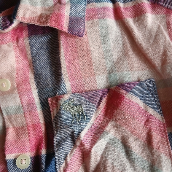 Abercrombie Kids Pink and Blue Plaid Shirt size 7/8 Luke new - Picture 2 of 3